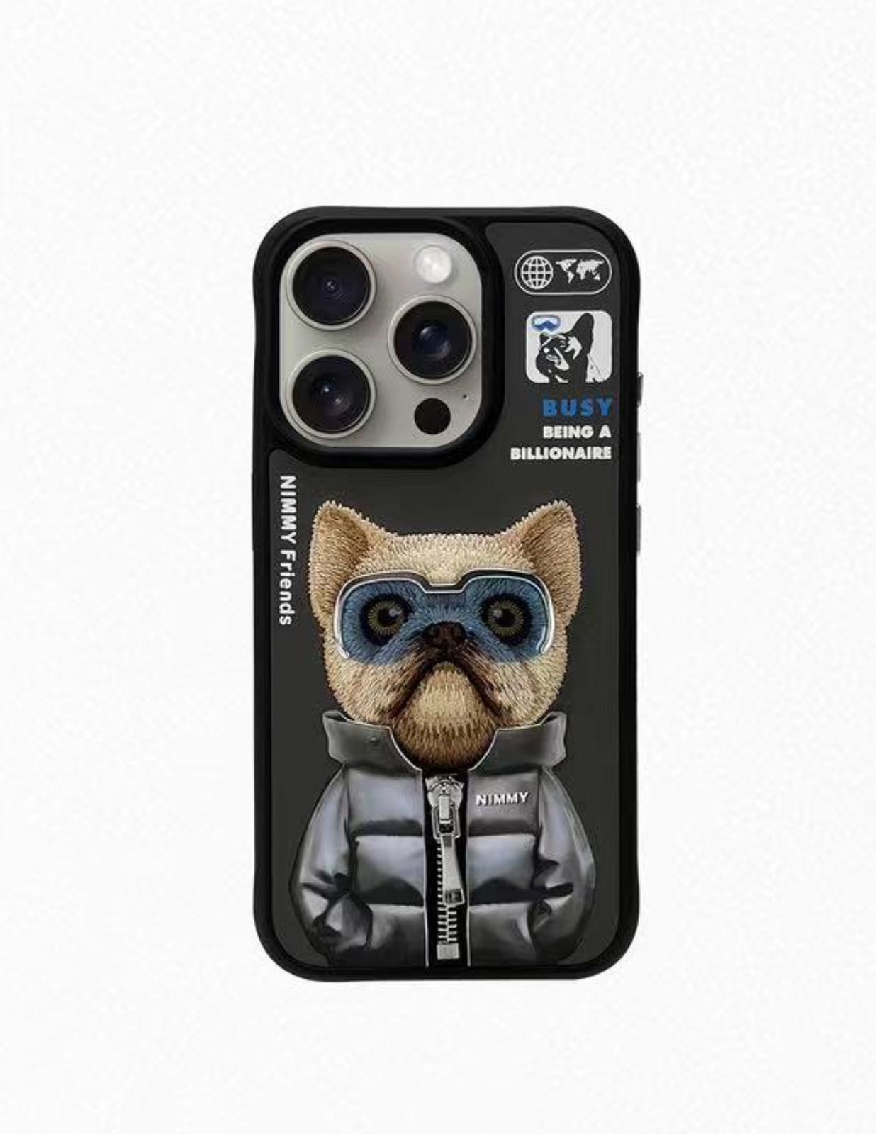 iPhone 14 Pro Nimmy Official Embroidery Jacket Series Case Cover - Dog